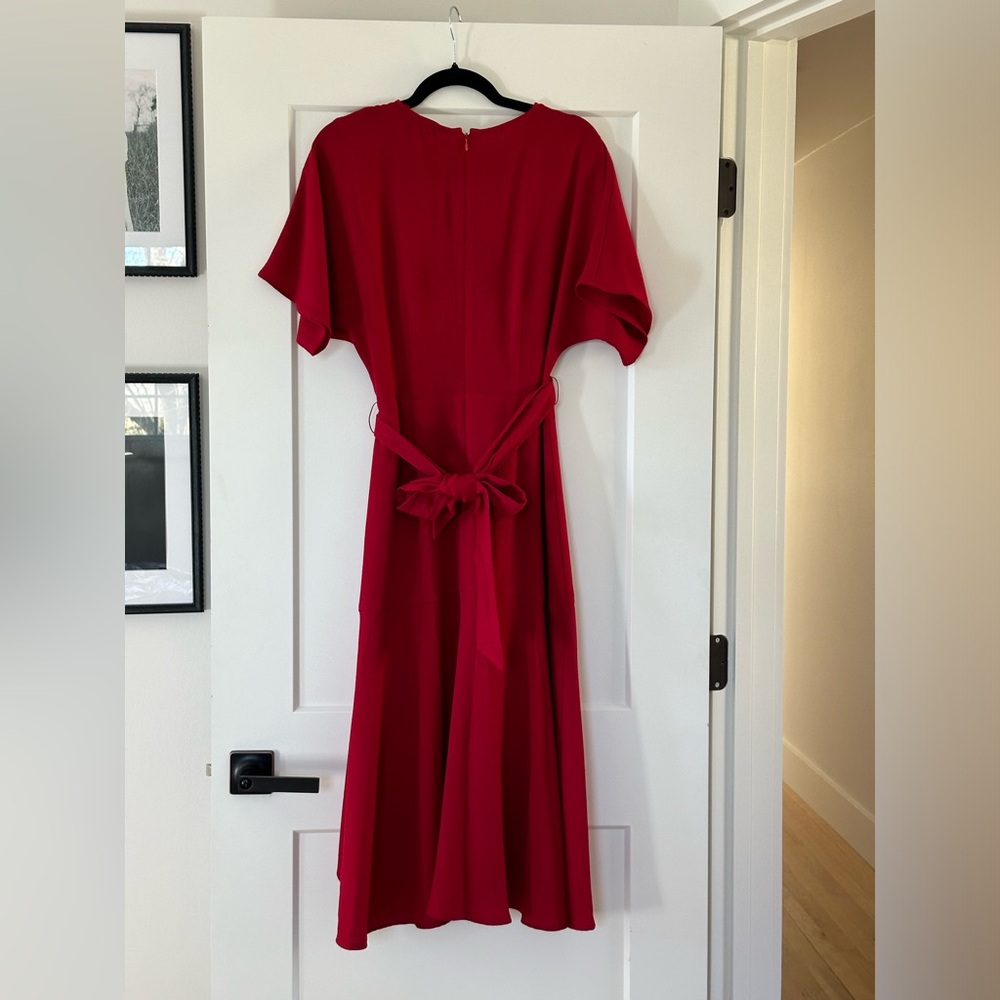 Chandler Henry Red Tie-Waist MIDI Dress - Picture 2 of 8